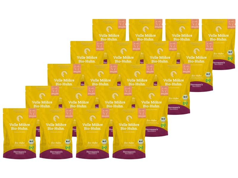 Herrmann's Nassfutter Bio Huhn mit Karotte und Kamut, 20 x 100g