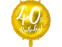 Partydeco Folienballon 40th Birthday Gold/Weiss