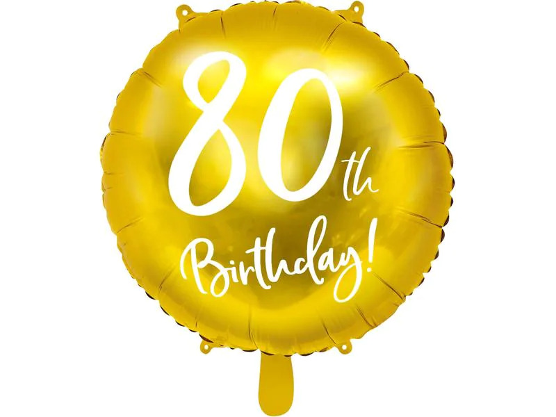 Partydeco Folienballon 80th Birthday Gold/Weiss