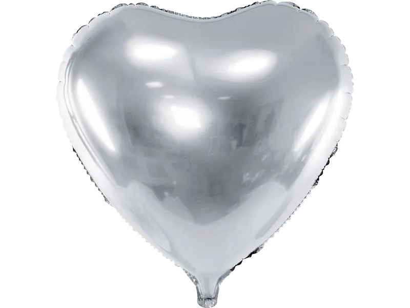 Partydeco Folienballon Herz Silber