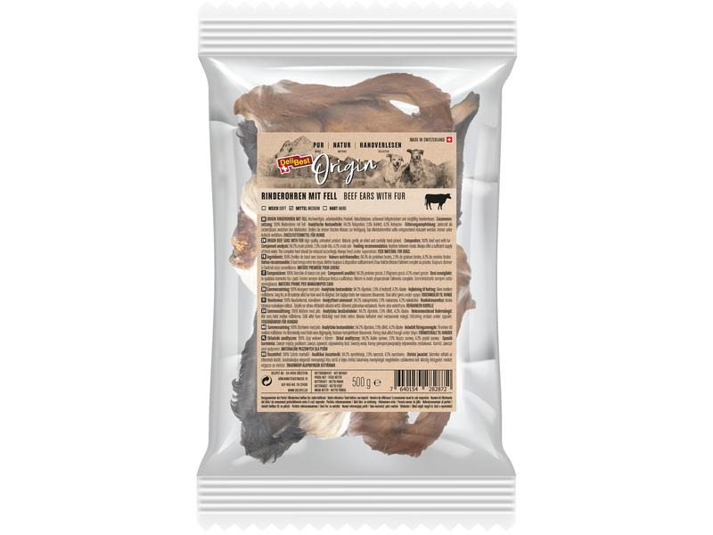 DeliBest Kausnack Origin Rinderohren mit Fell 500 g
