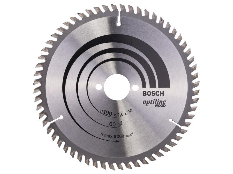 Bosch Professional Kreissägeblatt Optiline Wood, 190 x 30 x 2.6 mm, Z 60