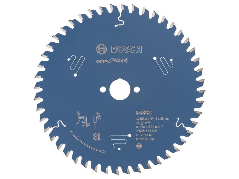 Bosch Professional Kreissägeblatt Expert for Wood, 165 x 20 x 2.6 mm, Z 48