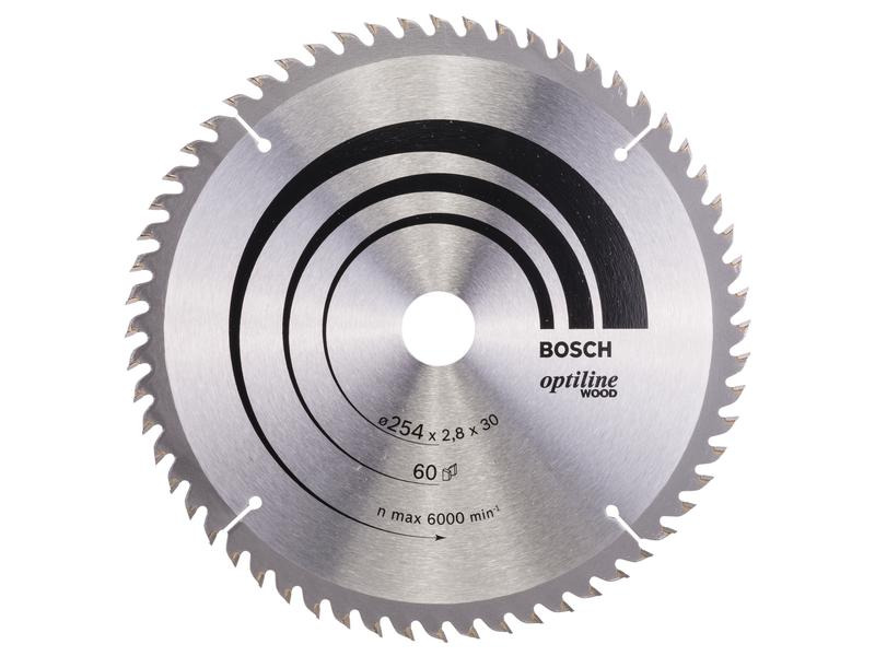 Bosch Professional Kreissägeblatt Optiline Wood, 254 x 30 x 2.8 mm, Z 60
