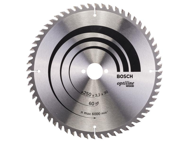 Bosch Professional Kreissägeblatt Optiline Wood, 250 x 30 x 3.2 mm, Z 60