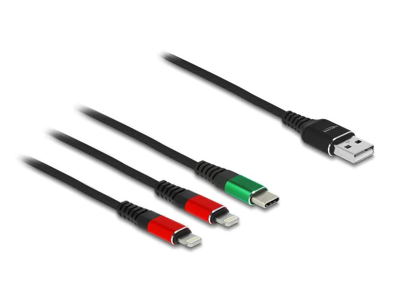 Delock USB-Ladekabel USB A - Lightning/USB C 0.3 m