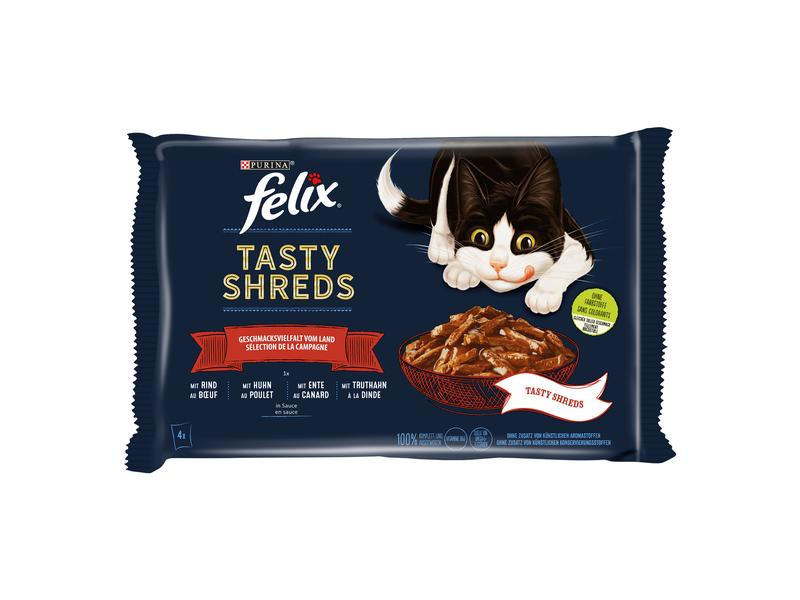 Felix Nassfutter Tasty Shred Original mit Fleisch in Gelee, 4x80g
