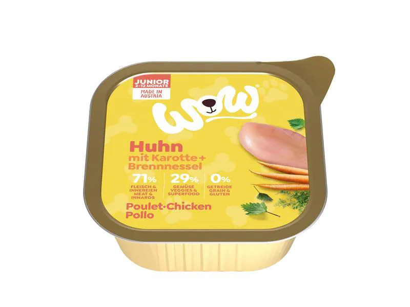 WOW Nassfutter Junior Huhn Schale 150g