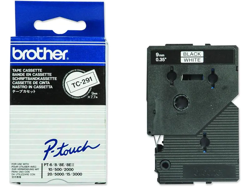 Brother Beschriftungsband TC-291 Schwarz auf Weiss