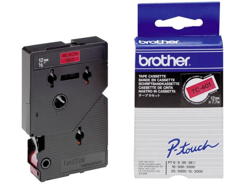 Brother Beschriftungsband TC-401 Schwarz auf Rot