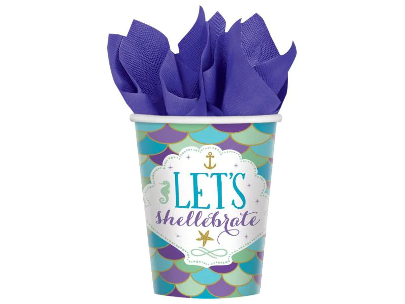 Amscan Einwegbecher Mehrjungfrau 266 ml 8 Stück, Violett