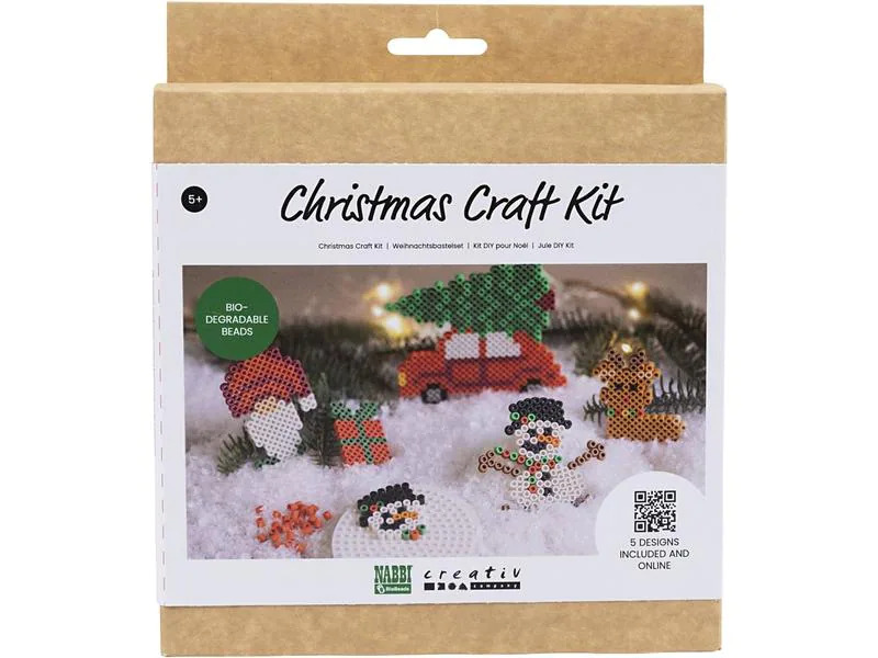 Creativ Company Deko-Bastelset Bügelperlen Bio mit 5 Weihnachtsmotiven