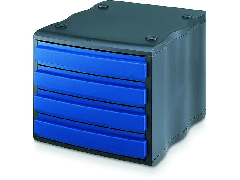 Styro Schubladenbox Styrowave 4 Schubladen, Schwarz/Blau