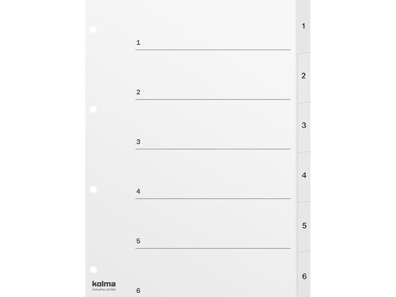 Kolma Register A4 Weiss. PP 1-6