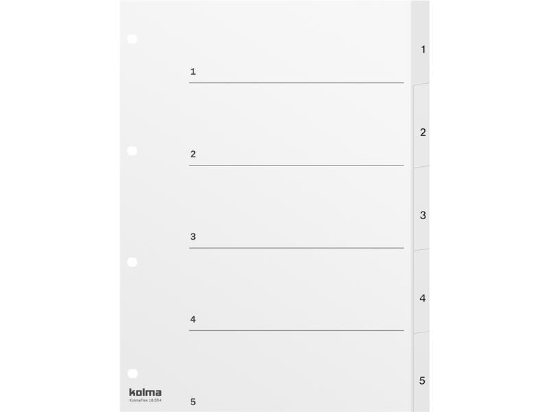 Kolma Register A4 Weiss, PP 1-5