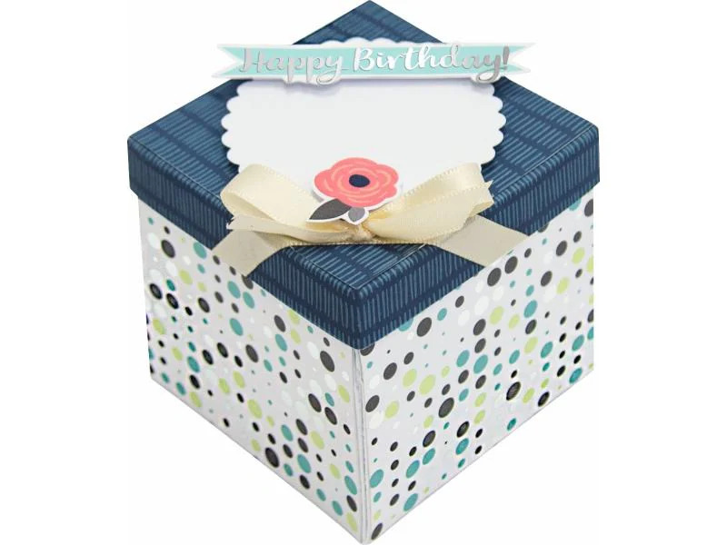 Folia Geschenkbox Explosionsbox Party Dunkelblau, 25.00 x 25.00 cm