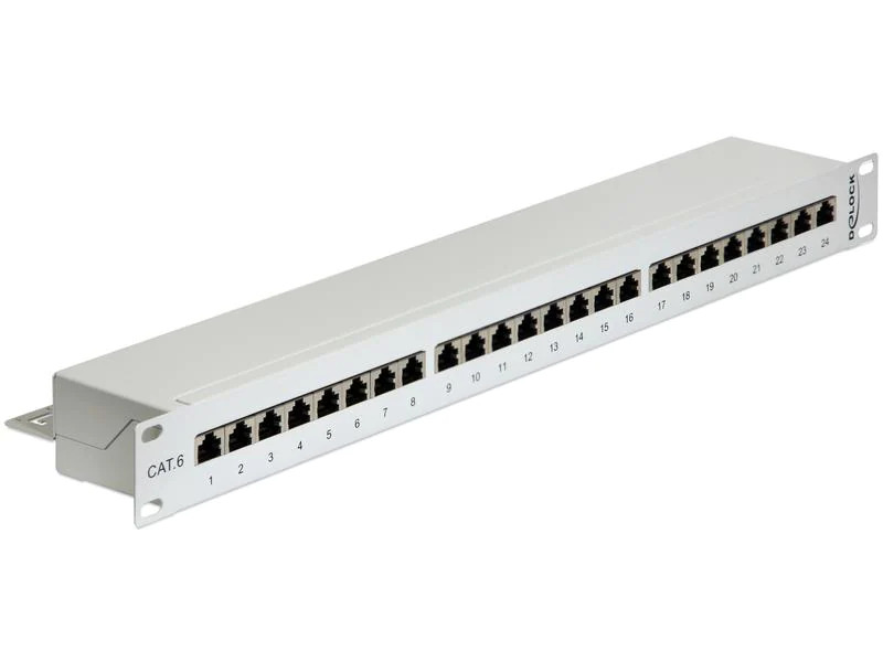 Delock Patchpanel 24 Port Cat.6 19 Rack Grau