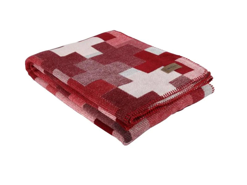 Eskimo Decke Swiss Art Schweizer Kreuz 150 x 200 cm, Rot/Weiss