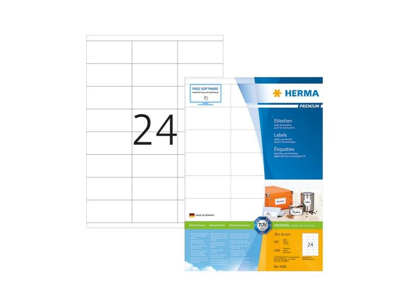 HERMA Universal-Etiketten Premium, 7 x 3.5 cm, 2400 Etiketten