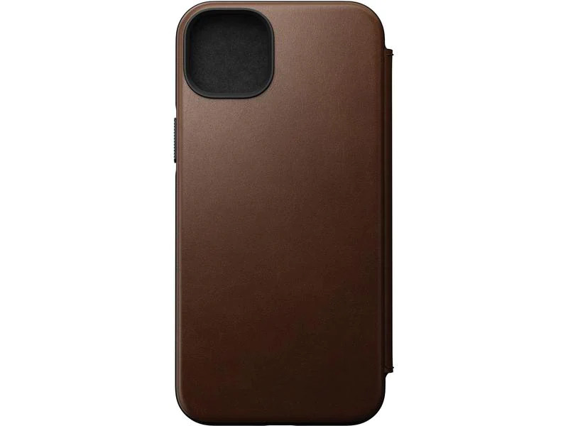 Nomad Book Cover Modern Leather Folio iPhone 14 Plus Braun