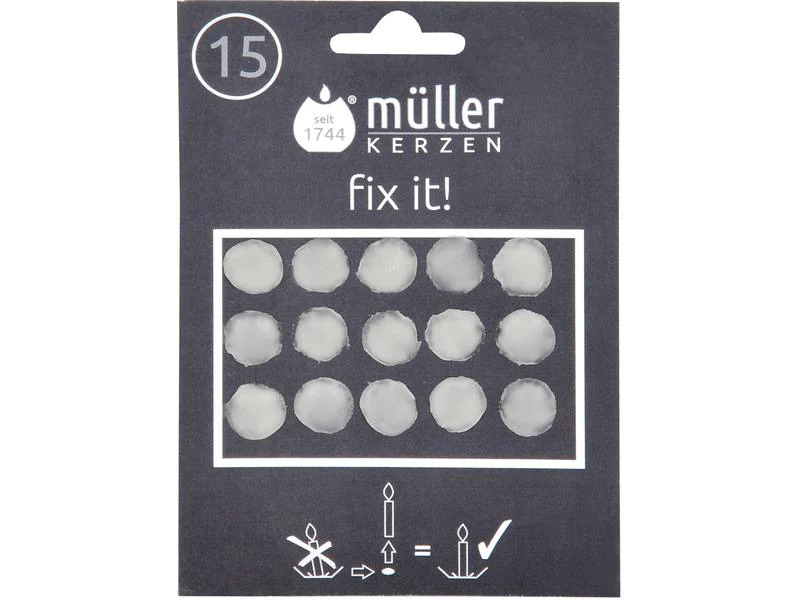 müller Kerzen Klebewachsplättchen 15 Stück, Weiss