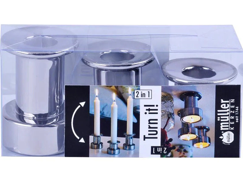 müller Kerzen Kerzenhalter 2 in 1 1 Stück, Silber