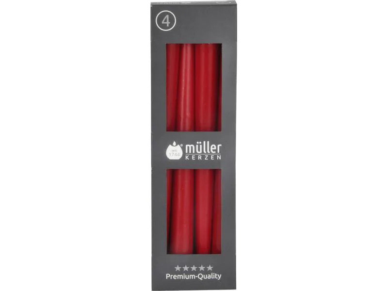 müller Kerzen Etoilekerze 24.5 x 2.2 cm, Rot, 4 Stück