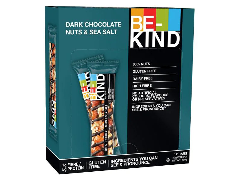 BE-KIND Riegel Dark Chocolate Nuts &amp; Sea Salt 12 x 40 g