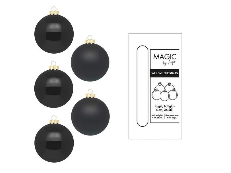 INGES CHRISTMAS DECOR Weihnachtskugel Ebony Black Ø 4 cm 36 Stück