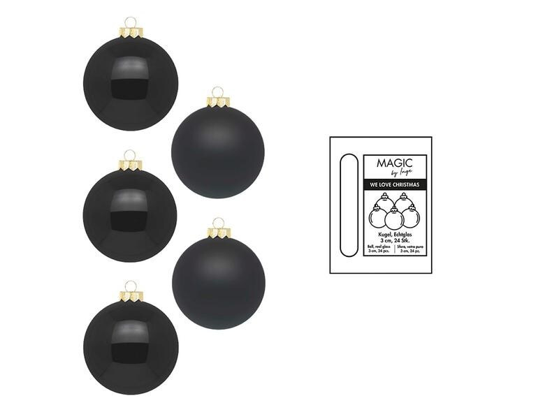 INGES CHRISTMAS DECOR Weihnachtskugel Ebony Black Ø 3 cm 24 Stück