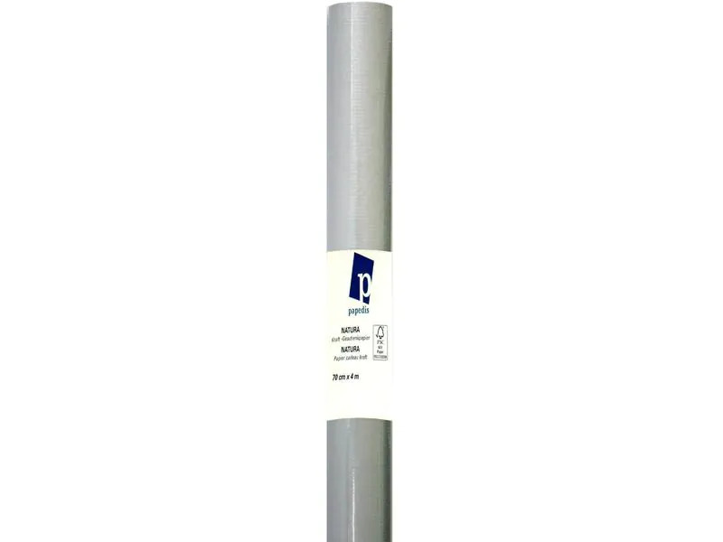 Büromaterial Geschenkpapier Kraft Silber/Weiss, 70 cm x 4 m