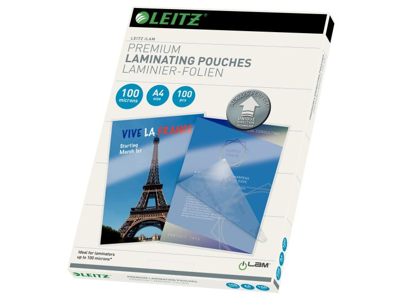 Leitz Laminierfolie Premium A4, 100 µm, 100 Stück, Glänzend