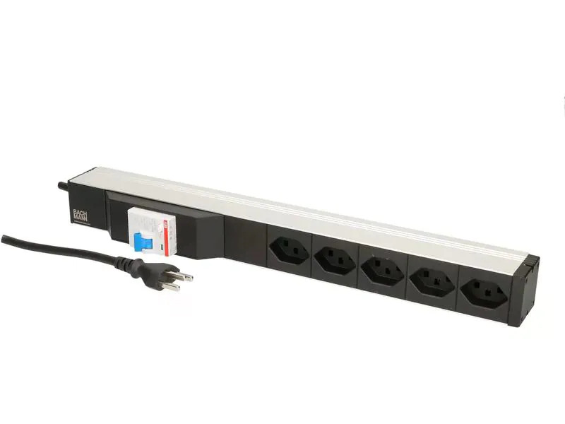 Bachmann 19 PDU 5x T23, 1HE, Fi Schalter, Schwarz