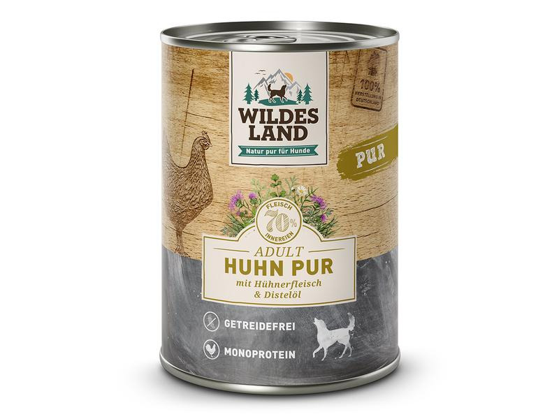 Wildes Land Nassfutter Dog Adult Huhn PUR mit Distelöl, 400 g