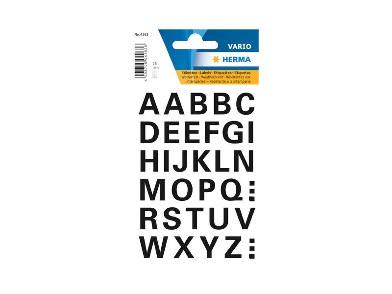 Herma Stickers Namensetiketten A – Z, 1.5 cm, Schwarz
