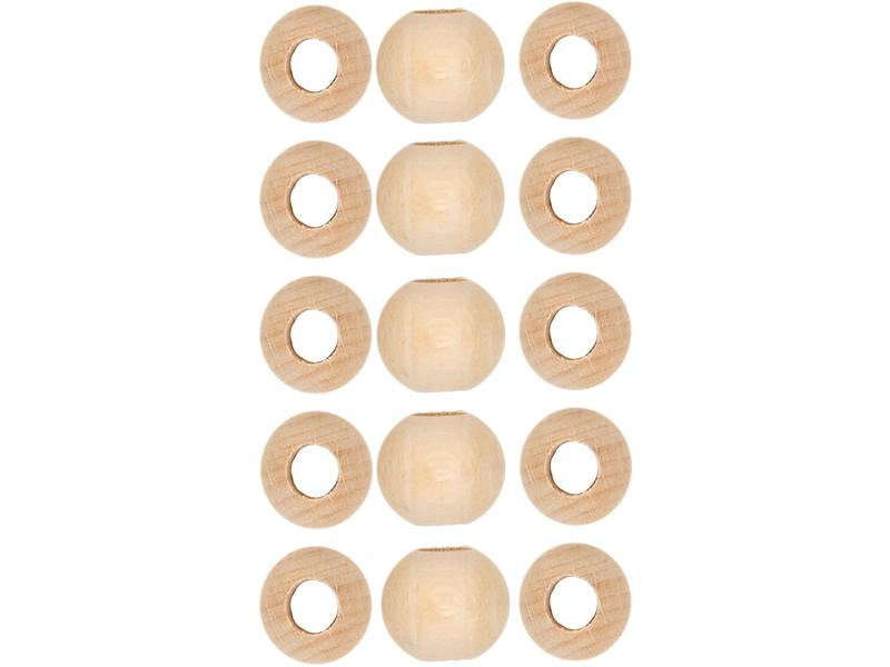lalana Holzperlen Hölzerne Perlen 15 mm, 15 Stück