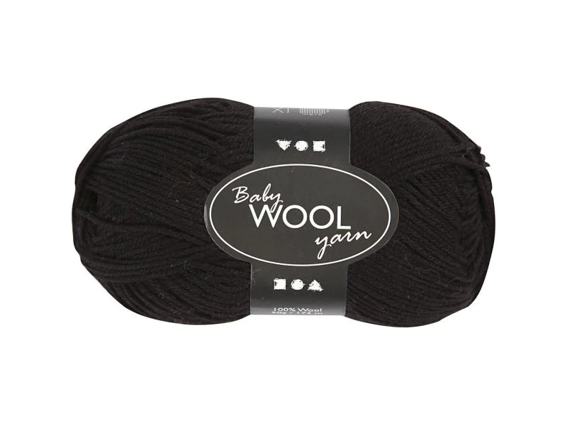 Creativ Company Wolle Babygarn Merino 50 g 14/4 Schwarz