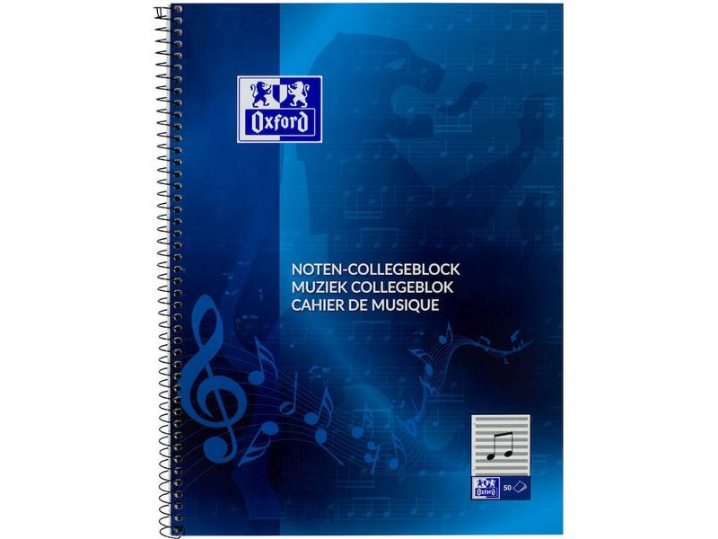 Oxford Schulheft Noten-Collegeblock A4, liniert, Blau