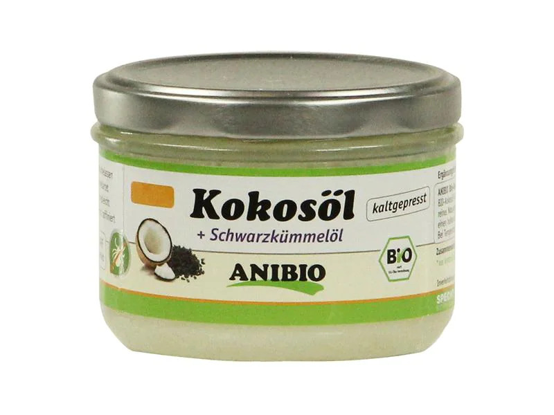 Anibio Hunde-Nahrungsergänzung Kokosöl + Schwarzkümmelöl, 200 ml