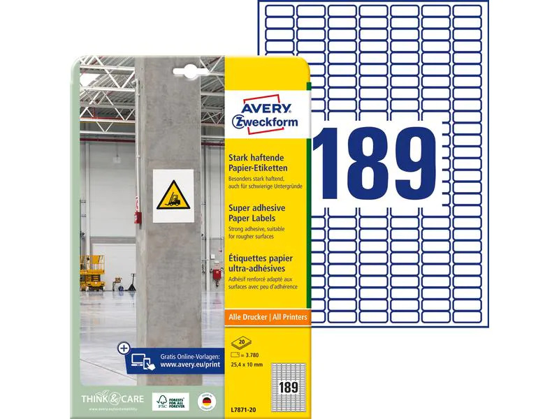 Avery Zweckform Vielzweck-Etiketten 25.4 x 10 mm, 20 Blatt