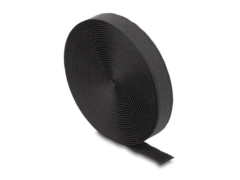 Delock Klettband auf Rolle mit Schlaufe Schwarz, 3 m