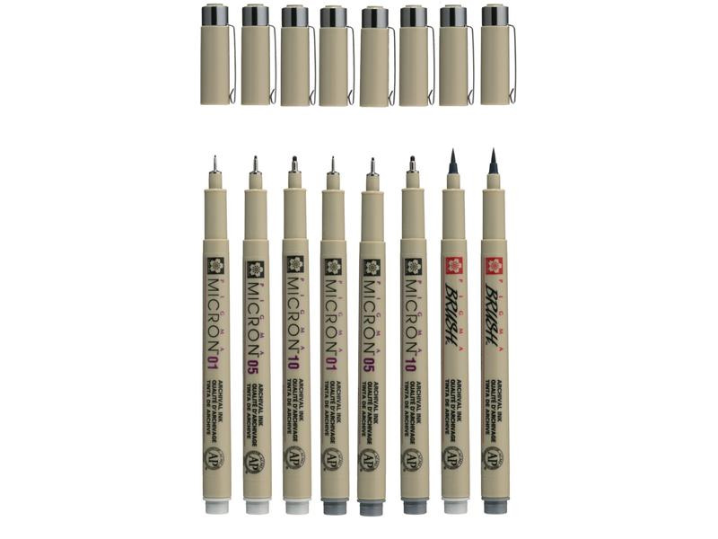 Sakura Fineliner Pigma Micron Kaltgrau/Hellkaltgrau, 8-teilig