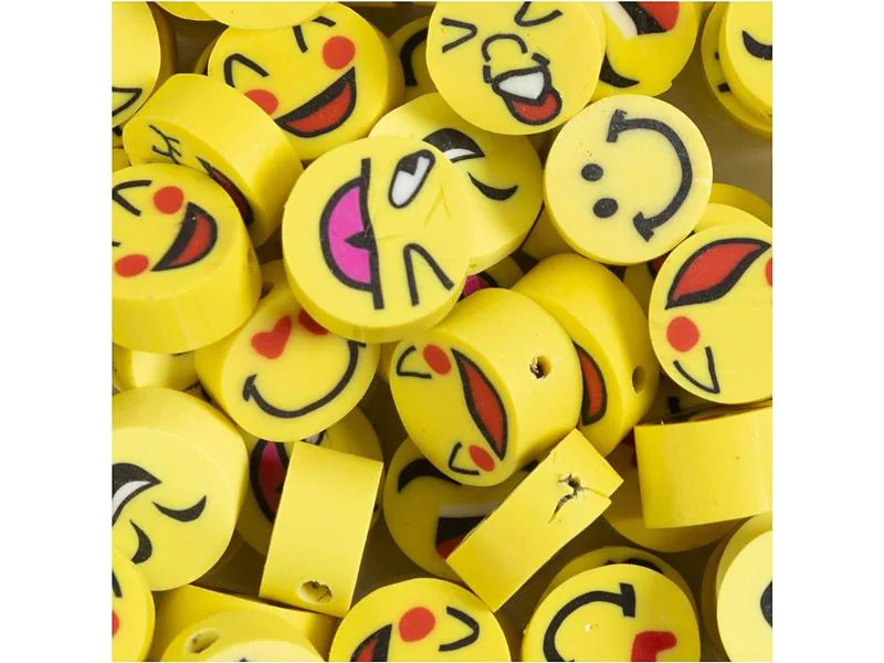 Creativ Company Perlen Ton Figurperlen 60 Stück, Smiley