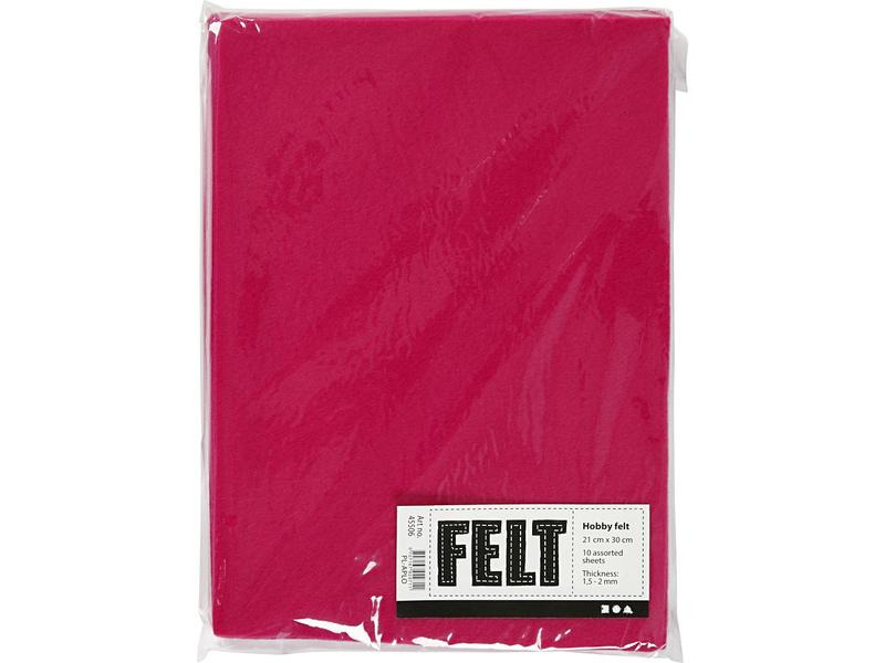 Creativ Company Bastelfilz 1.5 - 2 mm, A4, 10 Blatt, Pink