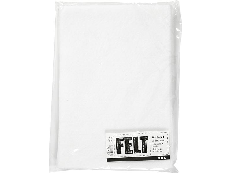 Creativ Company Bastelfilz 1.5 - 2 mm, A4, 10 Blatt, Weiss