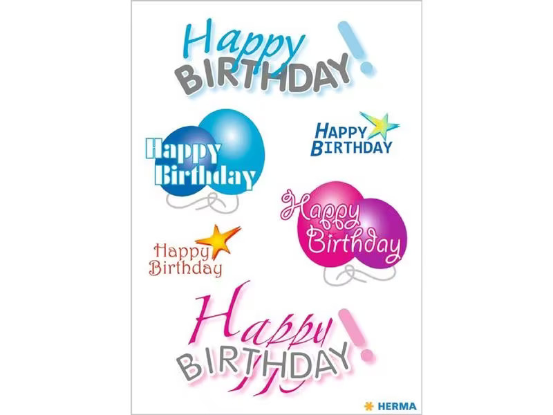 Herma Stickers Motivsticker Happy Birthday, 3 Blatt