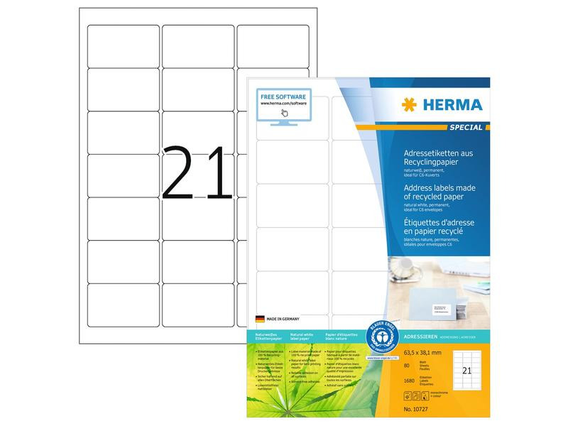 HERMA Universal-Etiketten 63.5 x 38.1 mm, 80 Blatt