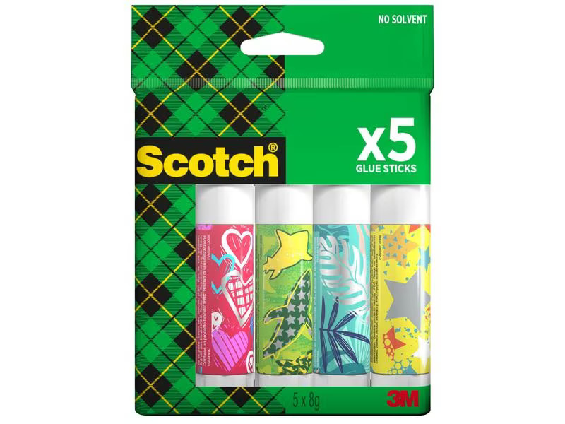 Scotch Klebestift Monster permanent 5 Stück, Mehrfarbig