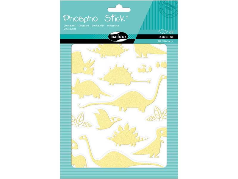 Clairefontaine Motivsticker UV Phospho Dinos 2 Bögen, 38 Sticker