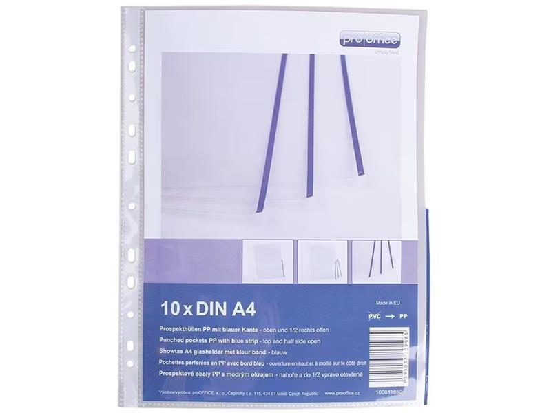 ProOffice Zeigetasche A4, Blau/Transparent, 10 Stück